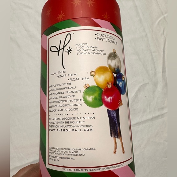 NIB - Holiball Inflatable Holiday Ornament - Indoor/Outdoor- 30" Light Blue - Picture 3 of 11